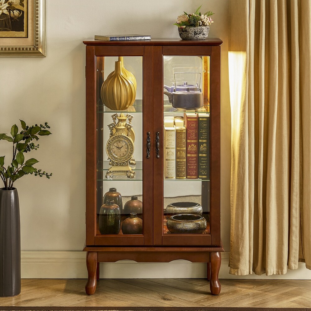 Curio Cabinet Lighted Curio Diapaly Cabinet with Adjustable Shelves