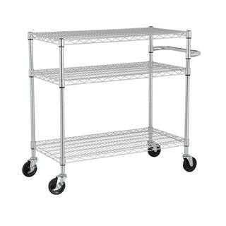 TRINITY EcoStorage 3‐Tier 40.5 in. x 18 in. x 36 in. Cart in Chrome TBFZ-0902