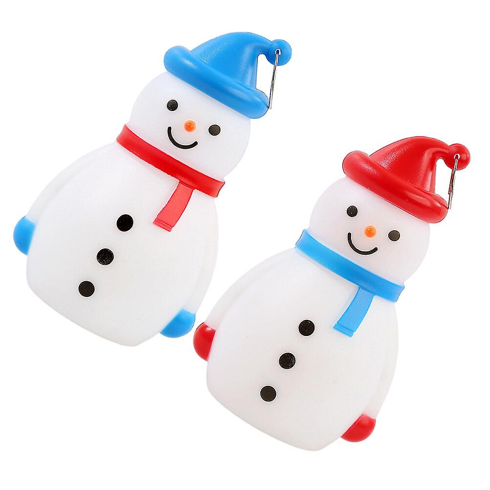 2pcs Snowman Led Lamps Desktop Xmas Snowman Light Christmas Party Snowman Figurine Led Lamp