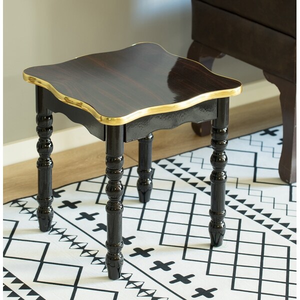 Square Wooden Side Table， Living Room Accent End Table， Gold and Brown