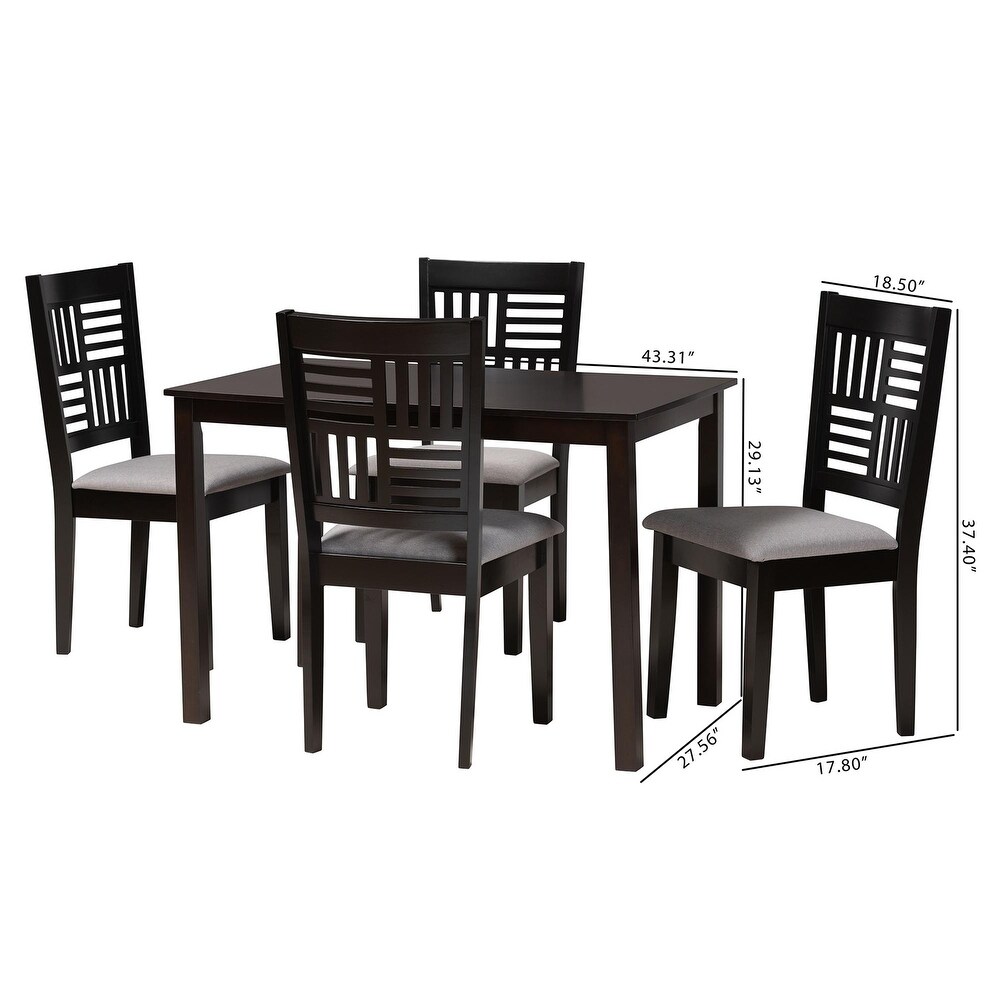 Deanna Wood Dining Set Grey/Dark Brown