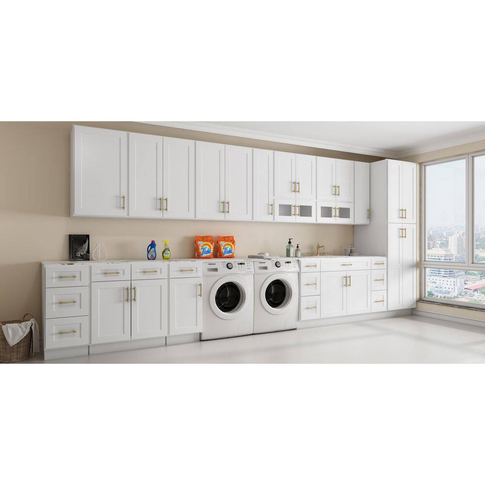 HOMEIBRO 15 in. W X 12 in. D X 42 in. H in Shaker White Plywood Ready to Assemble Wall Kitchen Cabinet with 1-Door 3-Shelves HD-SW-W1542GD-A