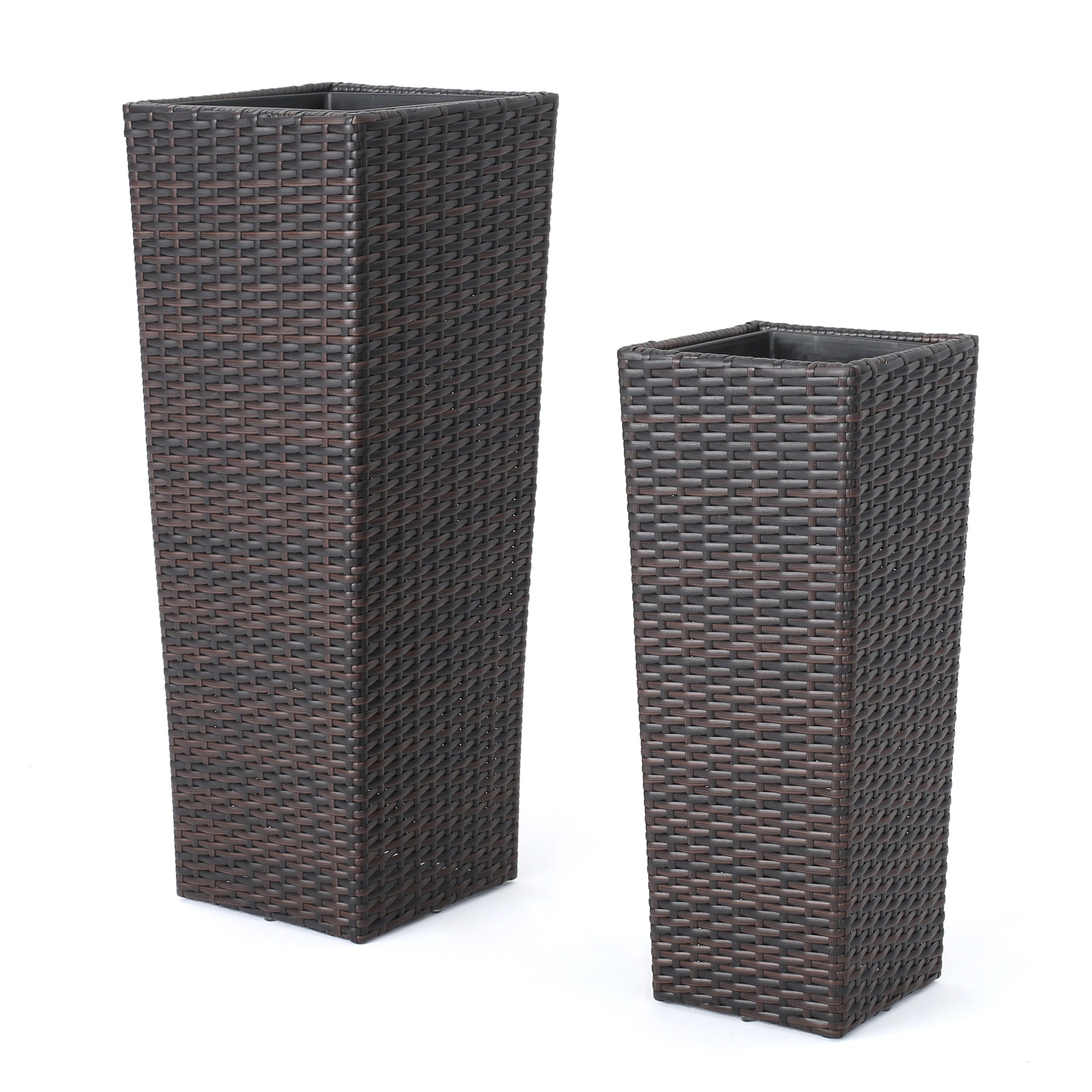 Eden Outdoor Wicker Flower Pots, Set of 2, Multibrown