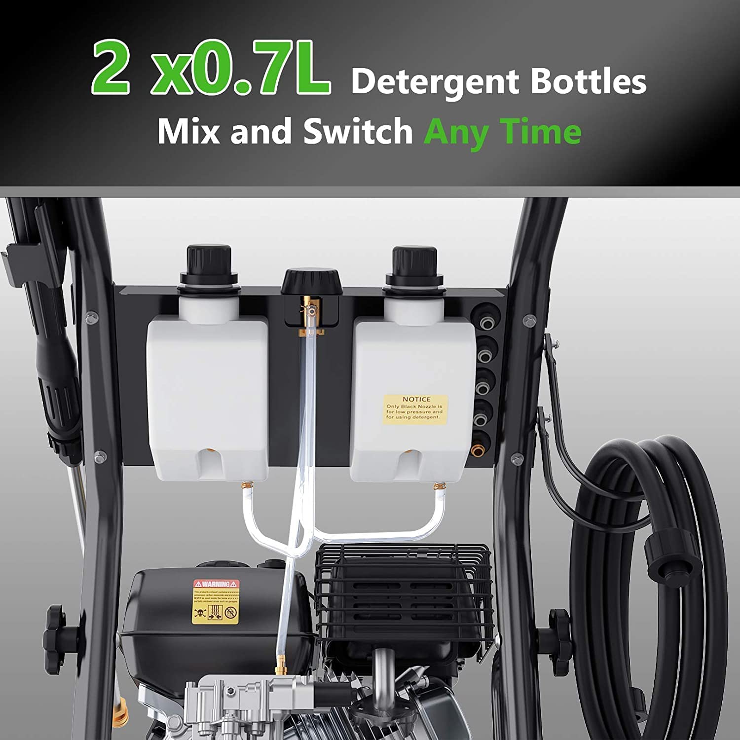 Gas Pressure Washer, 2.6GPM Commercial Power Washer Gas Powered, 209cc 7.0 HP Engine, Includes 2* 0.7 Soap Tank,5 QC Nozzles, 20’ Hose