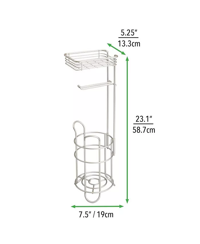 mDesign Steel Free Standing Toilet Paper Holder Stand and Dispenser