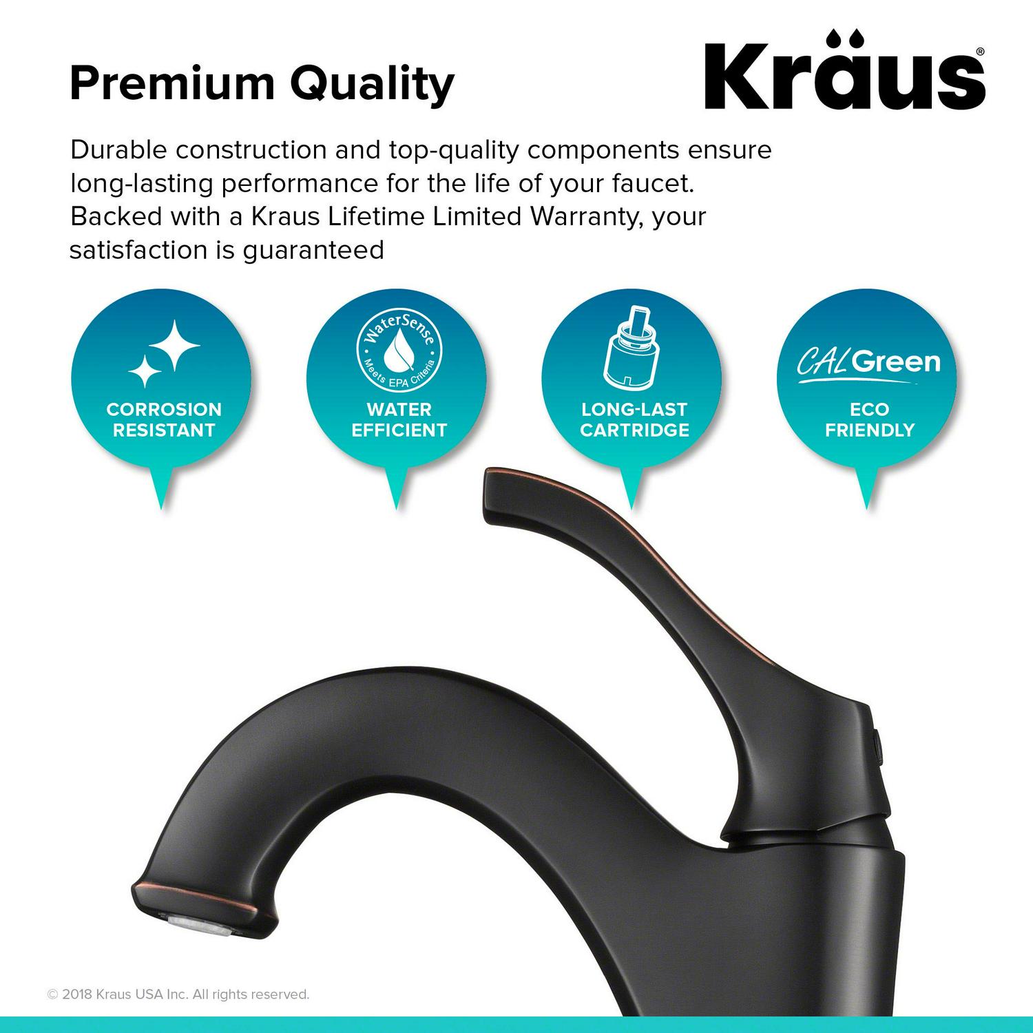 KRAUS Arlo Oil Rubbed Bronze Single Handle Vessel Bathroom Faucet with Pop Up Drain