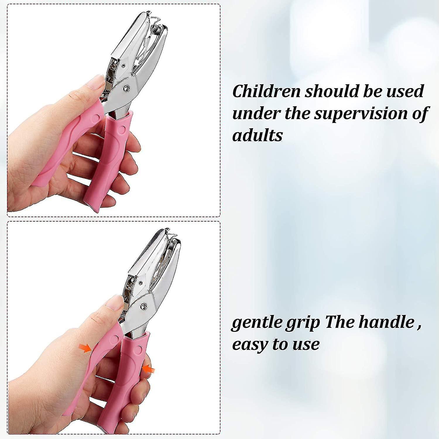 3 Piece Handheld Metal Single Hole Punch With Pink Soft Grip And 0.25