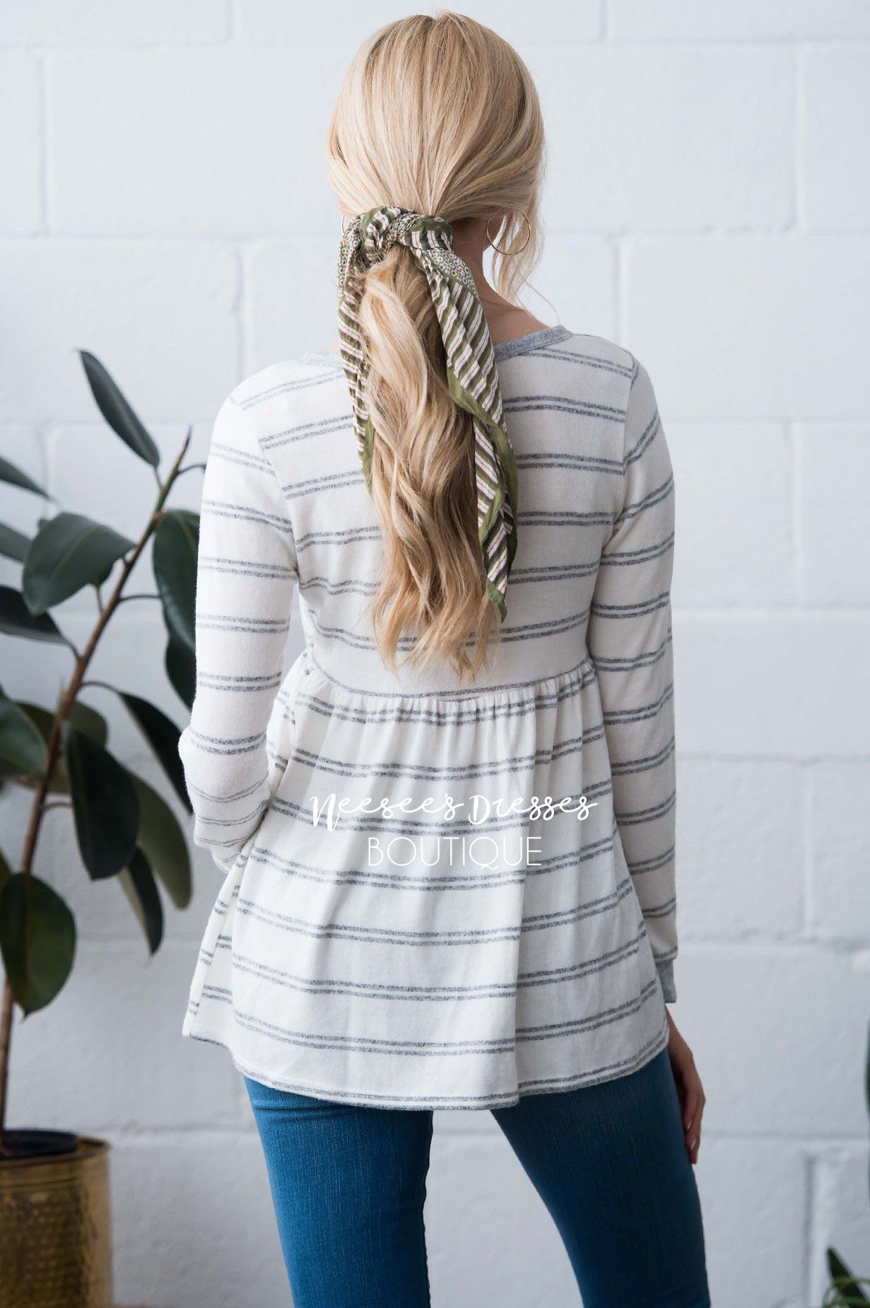 Casual Striped Button Front Top