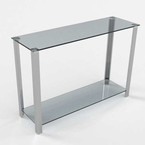 Cortesi Home Melissa Double Shelf Glass Console Table， 43