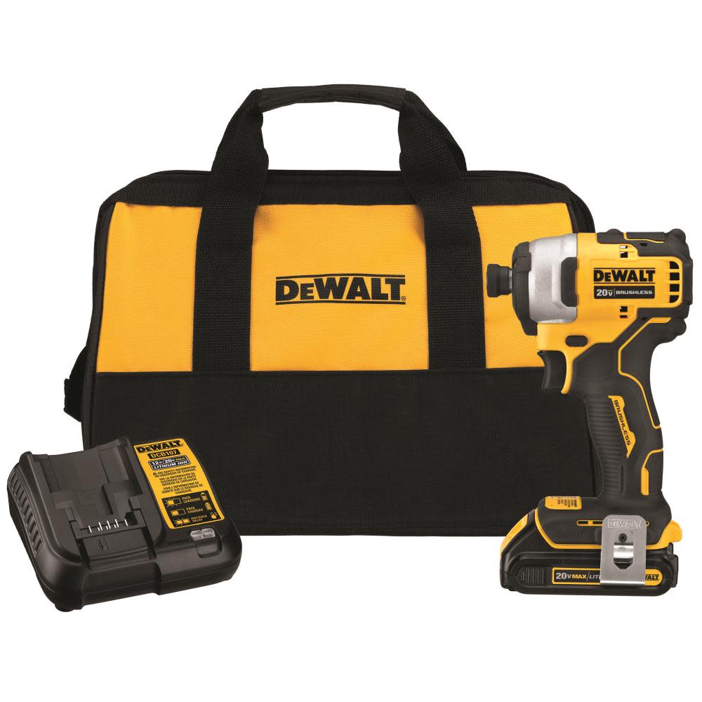 DEWALT 20V MAX* Brushless Atomic Compact 1/4in Impact Driver Kit DCF809C1 from DEWALT