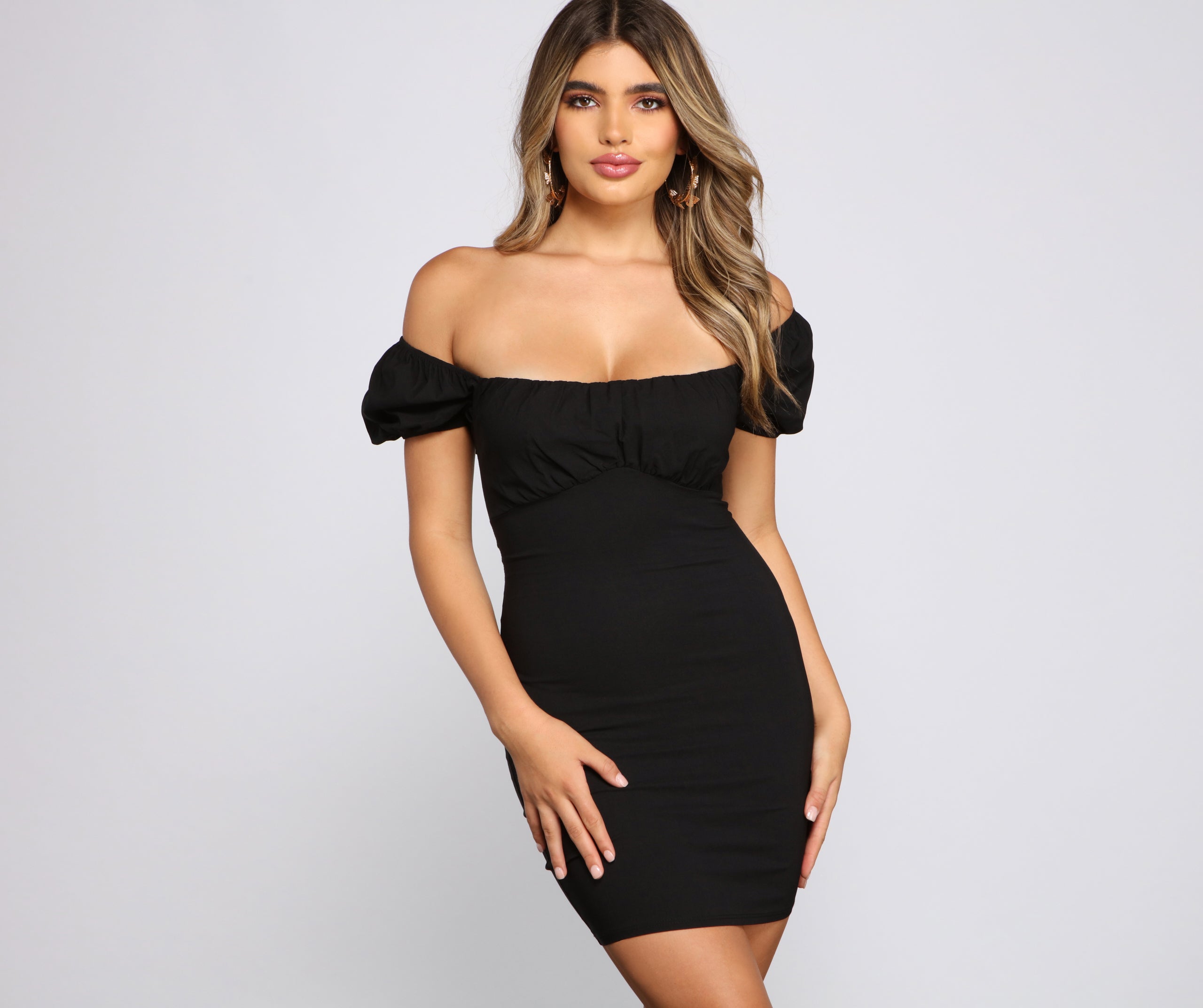 Iconic Glam Puff Sleeve Mini Dress