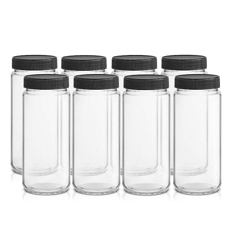 JoyJolt 8-Piece Reusable Glass Juice Bottles with Lids