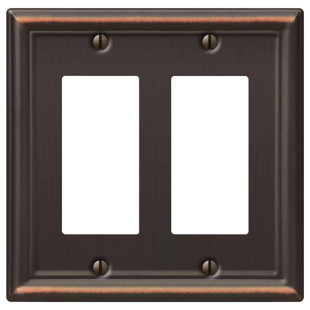 AMERELLE Ascher Aged Bronze 2-Gang Rocker Steel Wall Plate (3-Pack) 149RRDB-3