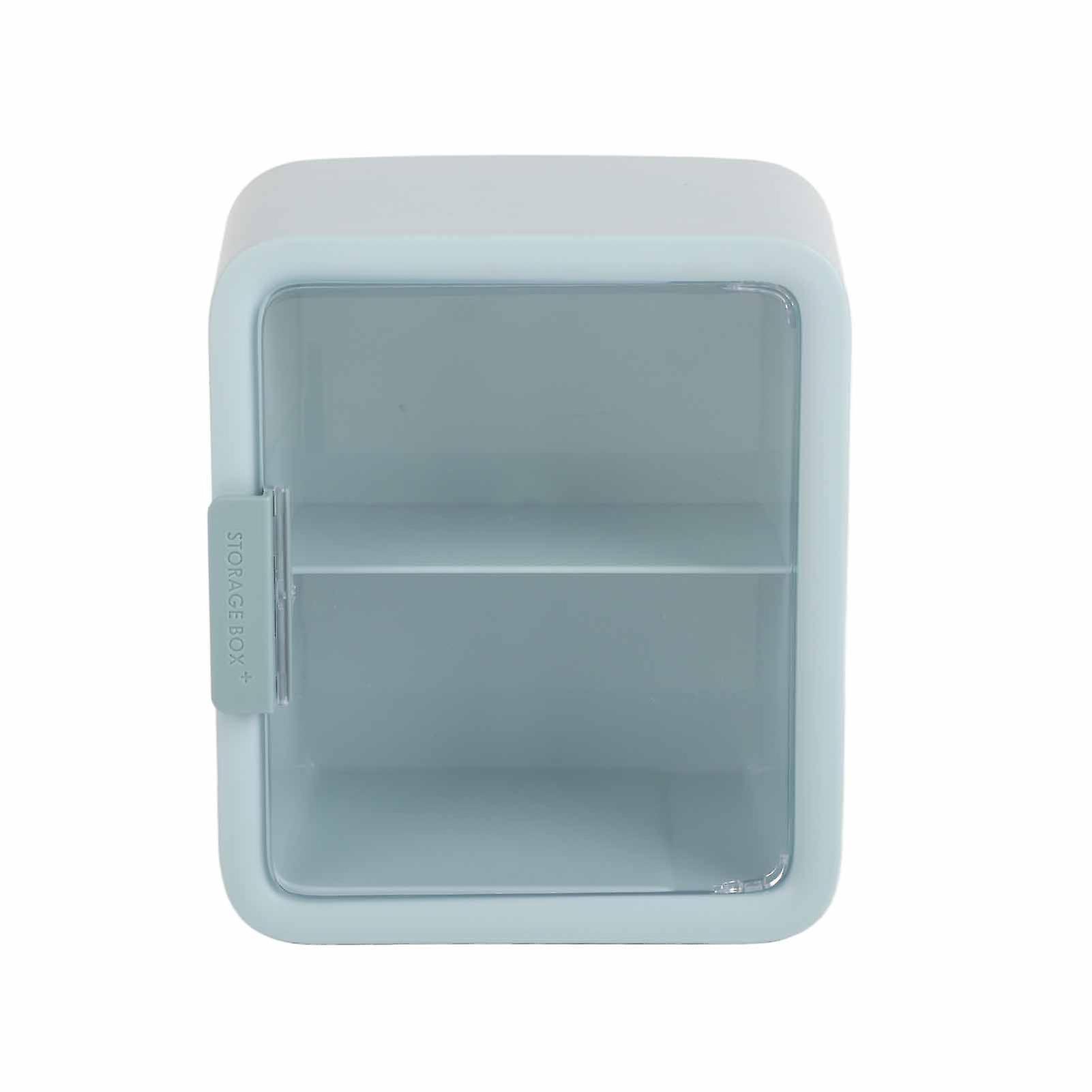 Doll House Room Dollhouse Cabinet Display Box Storage Case 2 Layer Transparent Door Blue