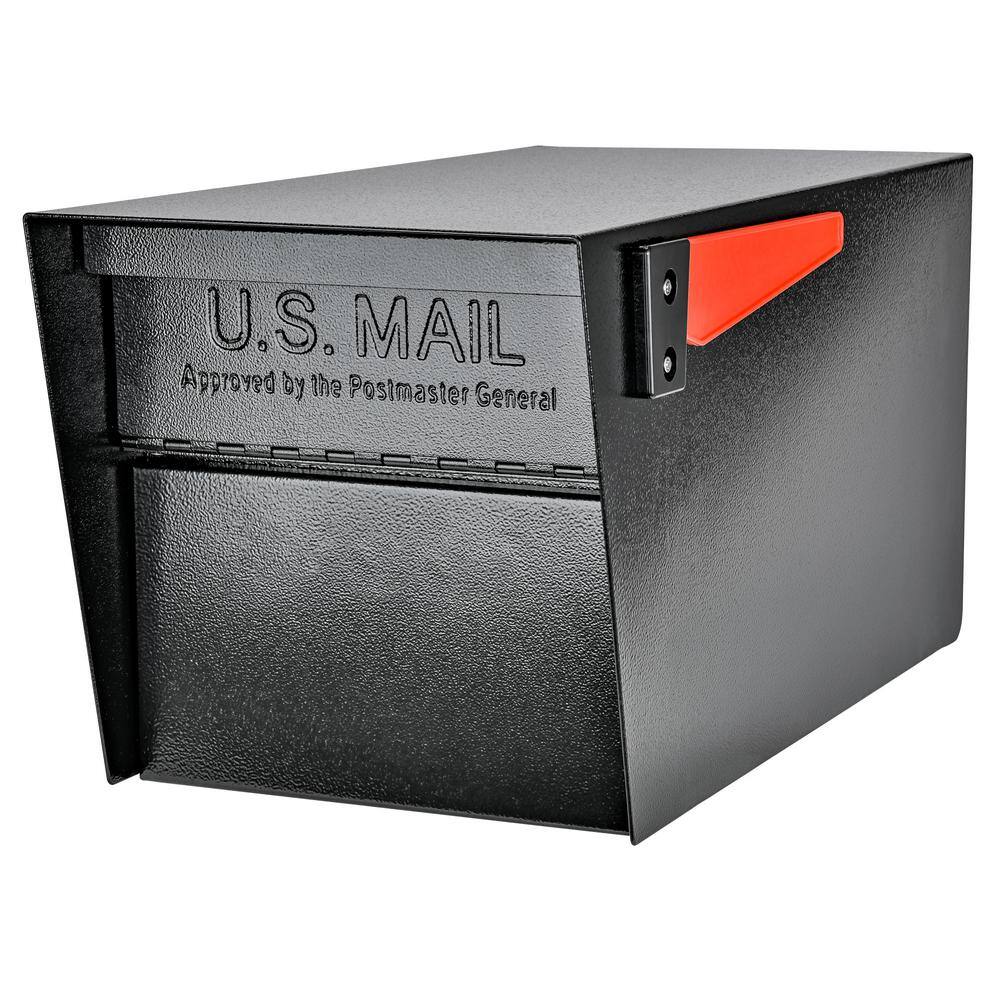 Mail Boss Mail Manager Street Safe Black Post-Mount Mailbox with High Security Reinforced Rear Locking System 7526