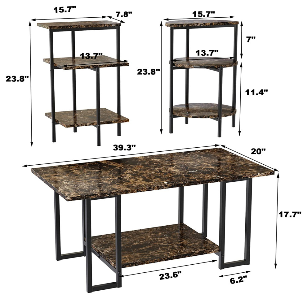 Modern 3 Piece Coffee Table Sets for Living Room   Transitional   Plant Stands And Telephone Tables   by Imtinanz  LLC  Houzz