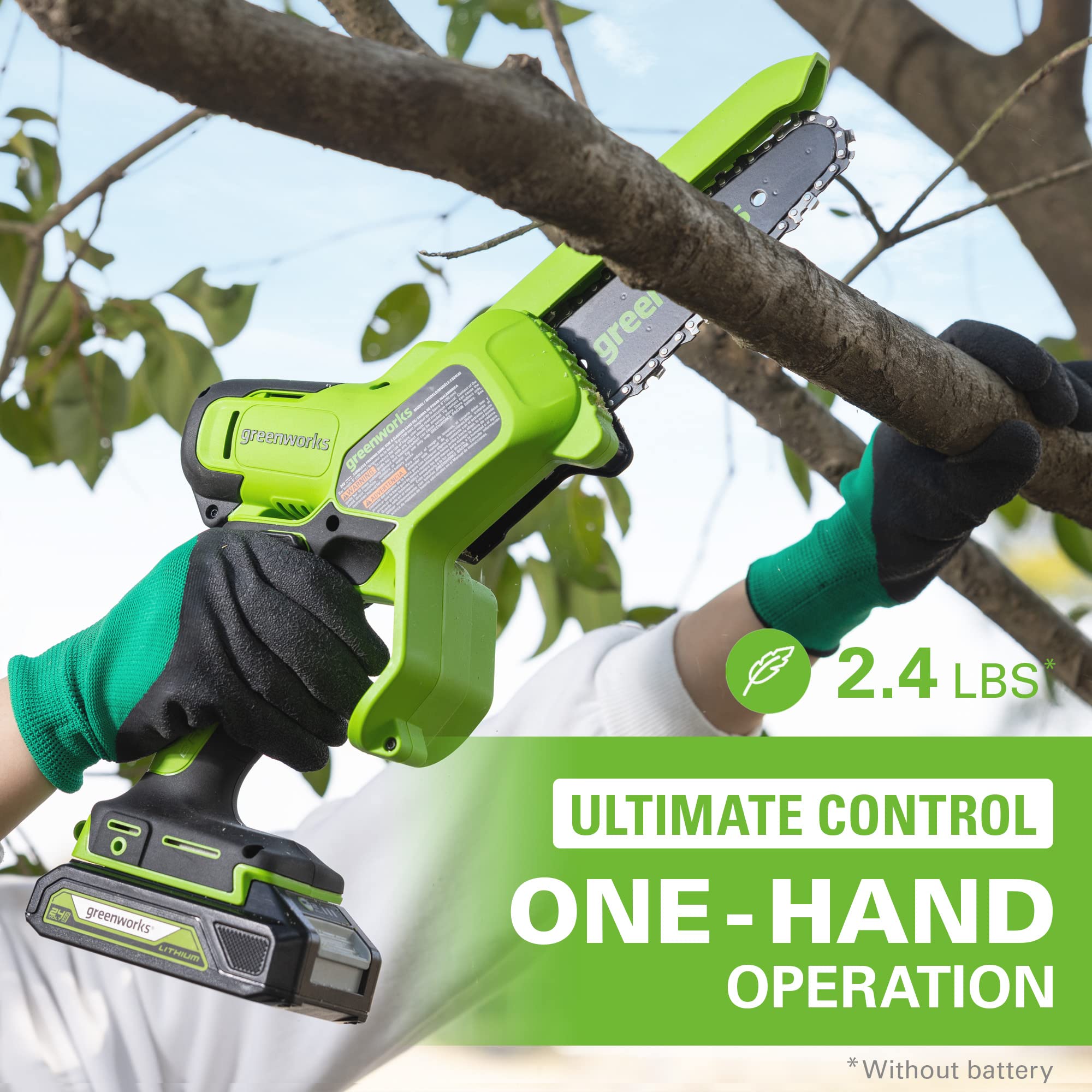 24V 6” Cordless Battery Brushless Pruner Saw w/ 2.0Ah Battery  Charge