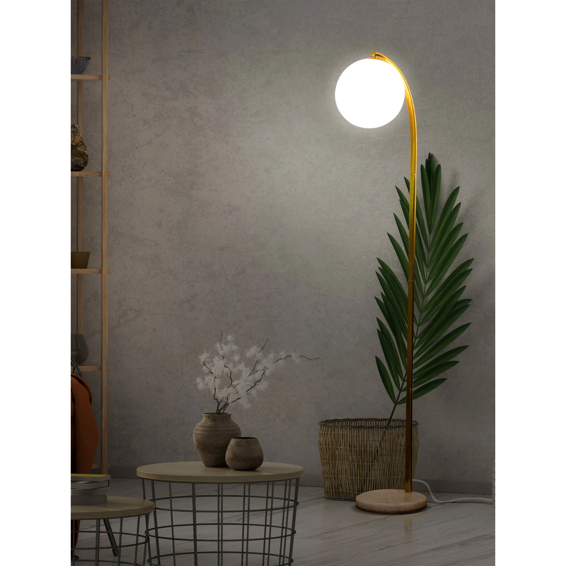 Brightech Luna Drop LED Floor Lamp - Brass.