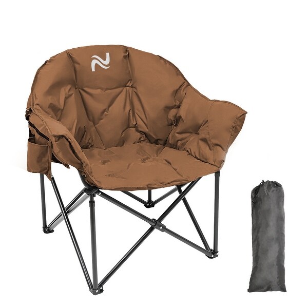 DoCred Oversized Camping Chair，Fully Padded Folding Moon Chair