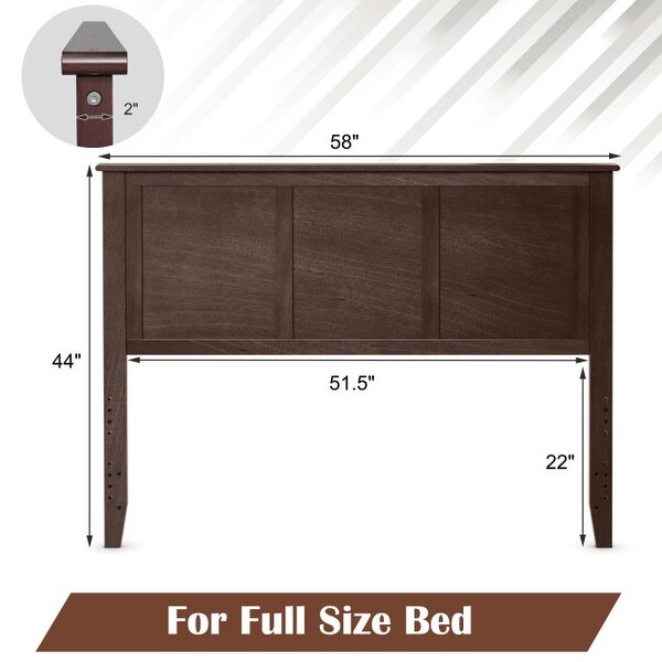 Full Wood Headboard Flat Panel with Pre-drilled Holes and Height Adjustment - - 36068985