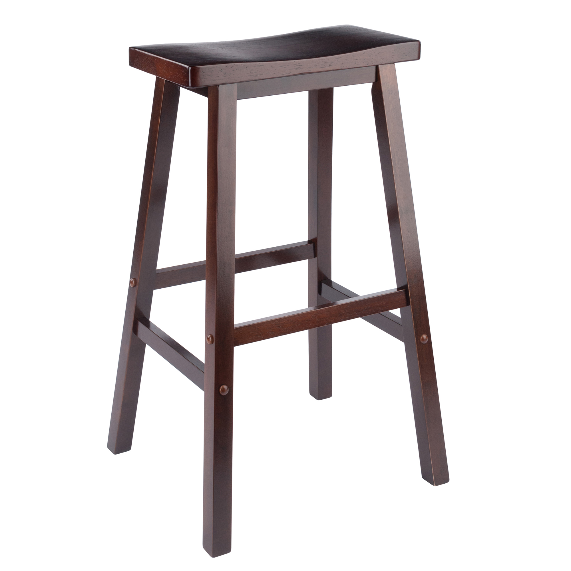 Winsome Wood Inglewood 3-Pc Dining Set， High Table and 2 Saddle Seat Bar Stools， Walnut Finish