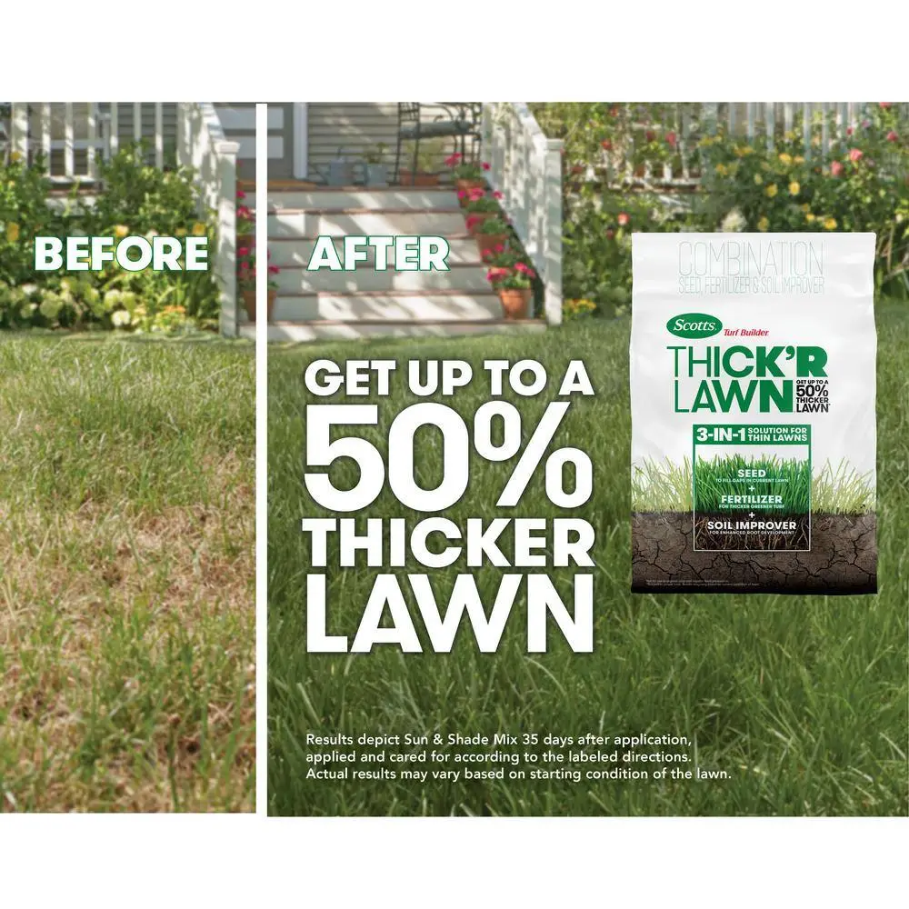 Scotts Turf Builder 40 lbs. 4000 sq. ft. THICK'R LAWN Grass Seed Fertilizer and Soil Improver for Tall Fescue