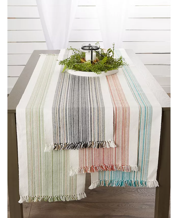 Design Imports Striped Fringed Table Runner 14 x 72