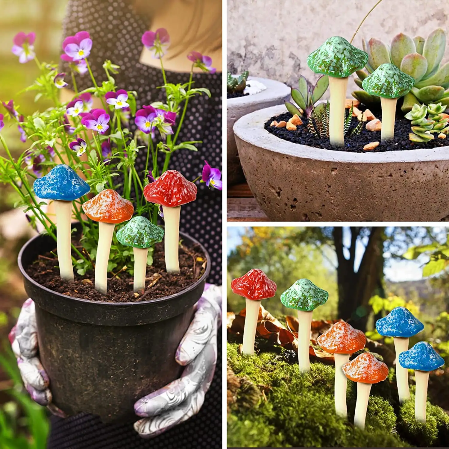 Ceramic Mushroom Crafts Flower Pots Flower Pets Gardening Supplies Small Decorations Moss Fresh and Micro Landscape Decoration