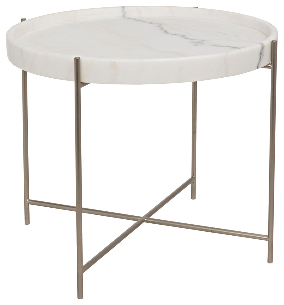 Chuy Side Table  Antique Silver  Metal and Stone   Contemporary   Side Tables And End Tables   by Noir  Houzz