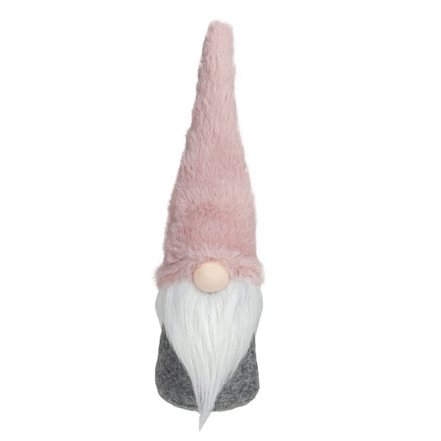 Pink And Gray Standing Gnome Christmas Decoration