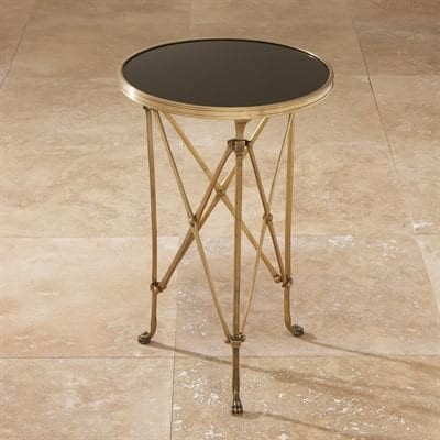 Retro Parisian Architectural Style Round Accent Table  Black Granite Gold   Traditional   Side Tables And End Tables   by My Swanky Home  Houzz