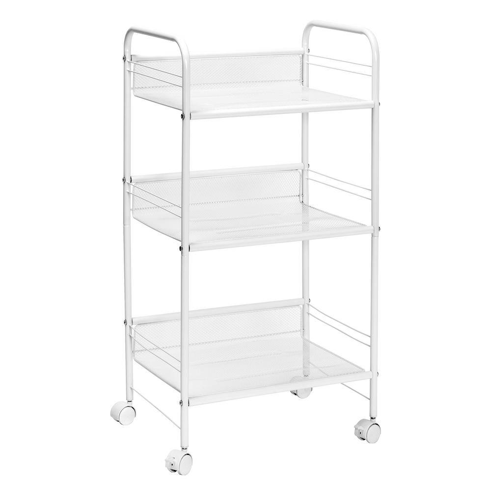 Honey-Can-Do 13 in. W x 34 in. H x 17 in. D Space Saver Rolling Cart in White CRT-08581