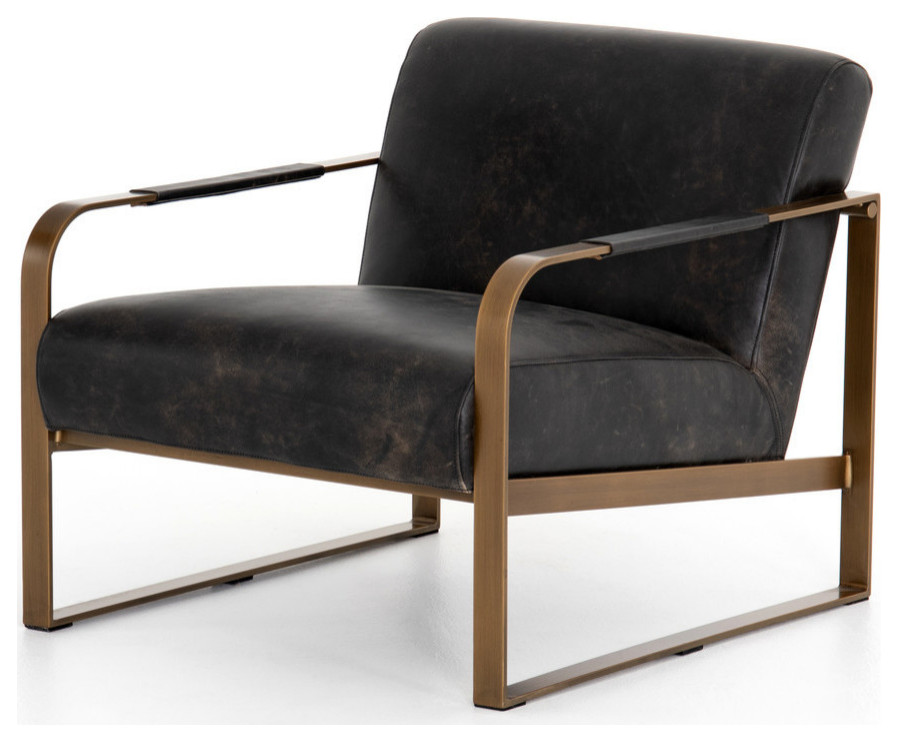 Jules Leather Chair  Rialto Ebony   Modern   Armchairs And Accent Chairs   by The Khazana Home Austin Furniture Store  Houzz