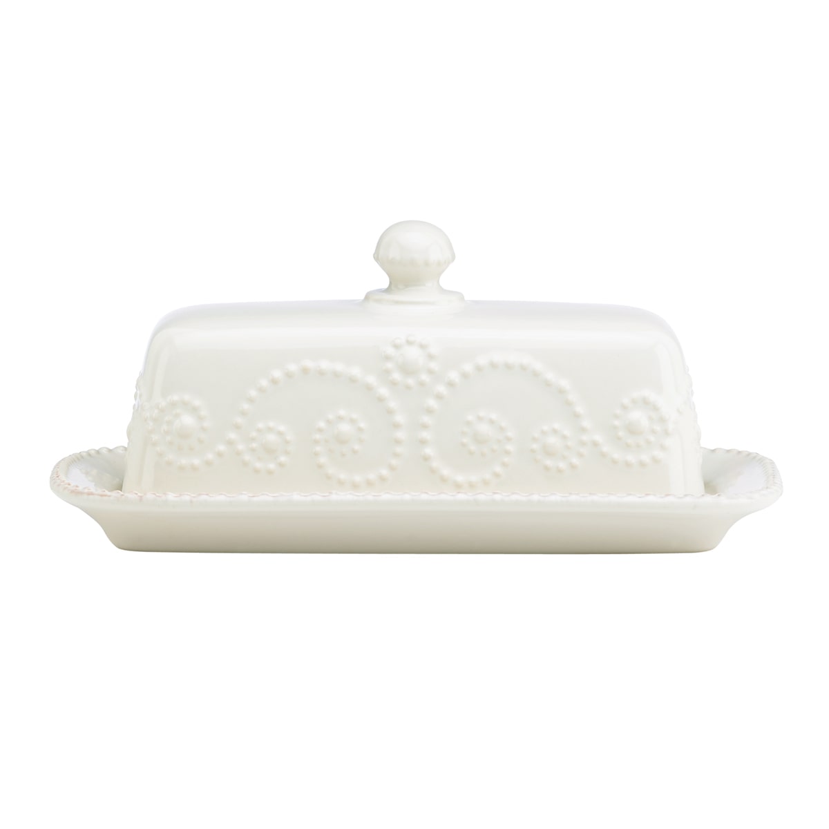 Lenox French Perle White Stoneware 7.25 Inch Butter Dish