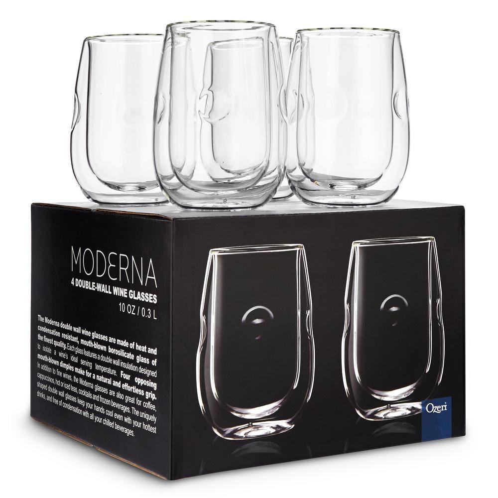 Ozeri Moderna Artisan Series Double Wall Insulated Wine and Beverage Glasses (Set of 4) DW10W-4