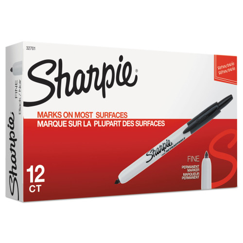 Sharpie Retractable Permanent Marker， Fine Bullet Tip， Black (32701)