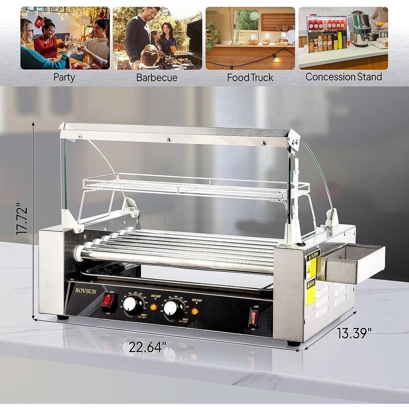 Electric Stainless Steel Hot Dog Grill Cooker Machine