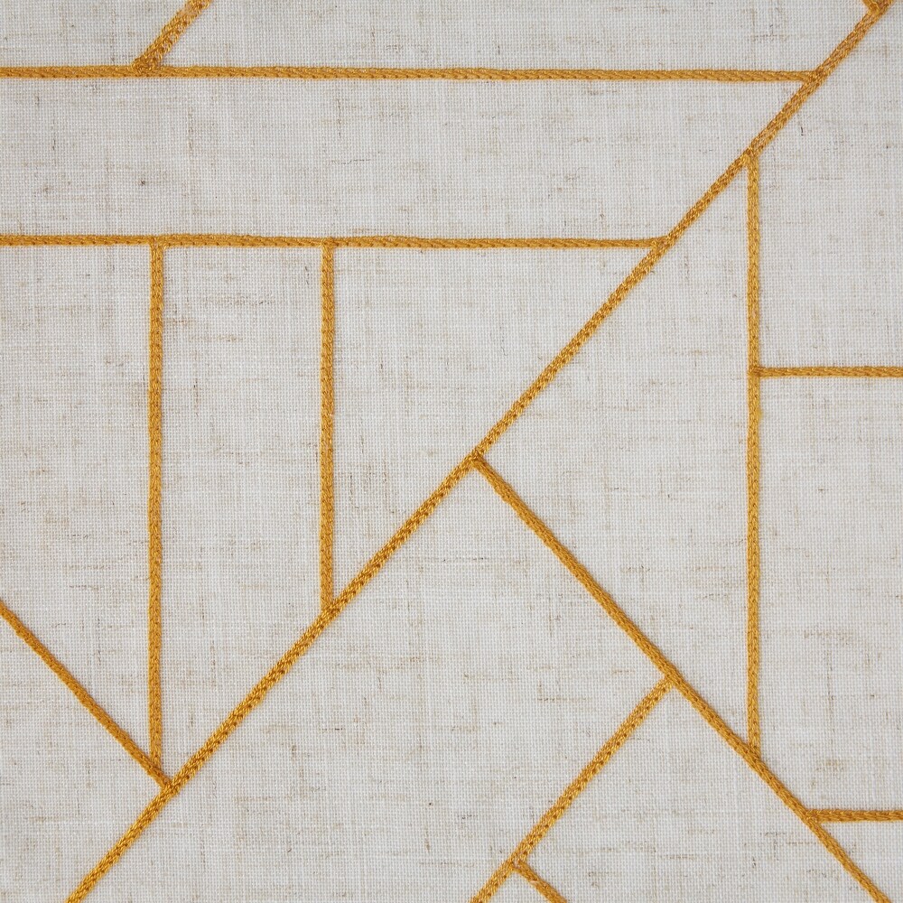 Archaeo Jigsaw Embroidery Linen Blend Curtain  Single Panel