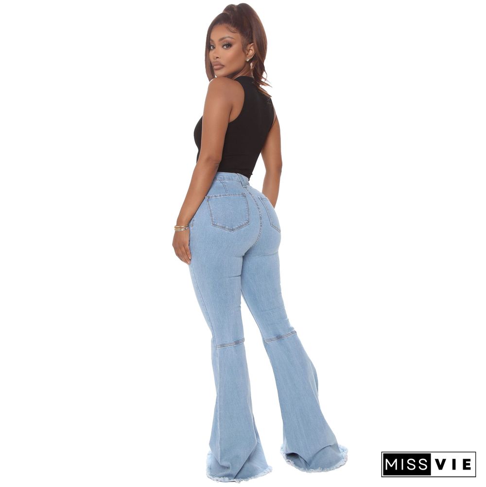 High Waist Stretch Plus Size Flare Jeans Pants