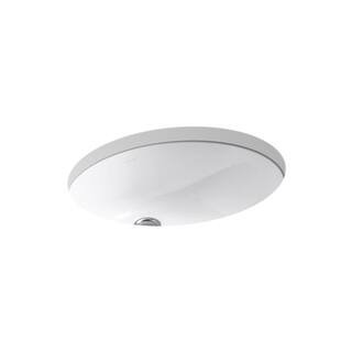 KOHLER Caxton 16-14 in. Oval Vitreous China Undermount Bathroom Sink in White with Overflow Drain K-R2210-0