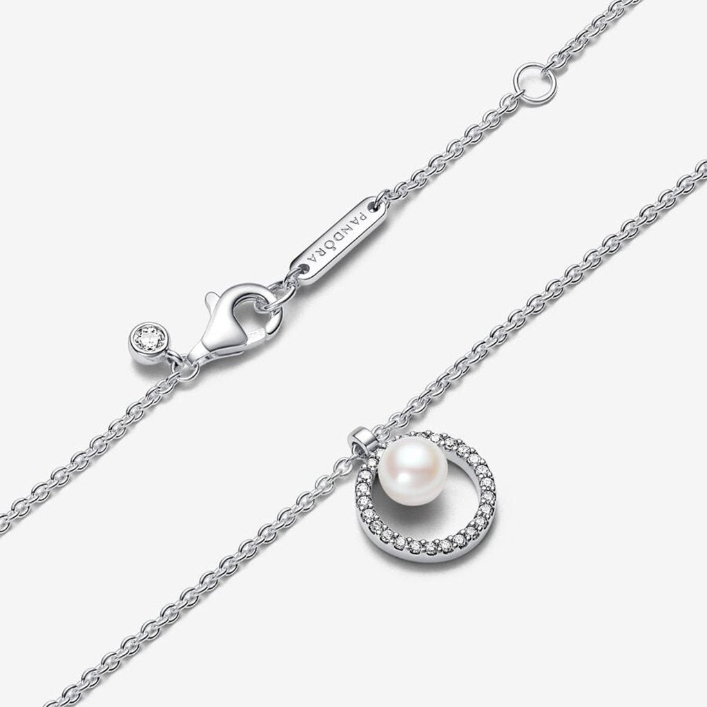 PANDORA  Treated Freshwater Cultured Pearl & Pavé Collier Necklace - Sterling Silver