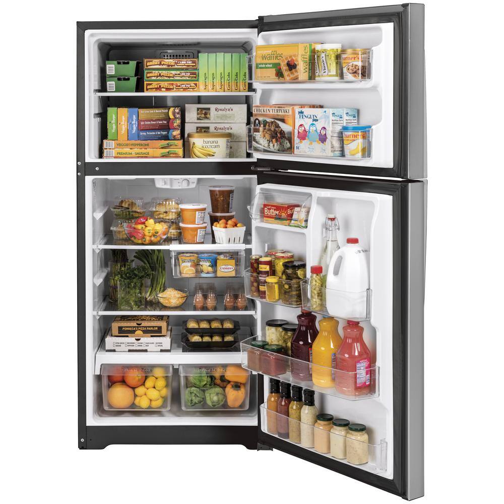 GE 19.2 Cu. Ft. Top Freezer Refrigerator in Fingerprint Resistant Stainless Steel Garage Ready GTS19KYNRFS