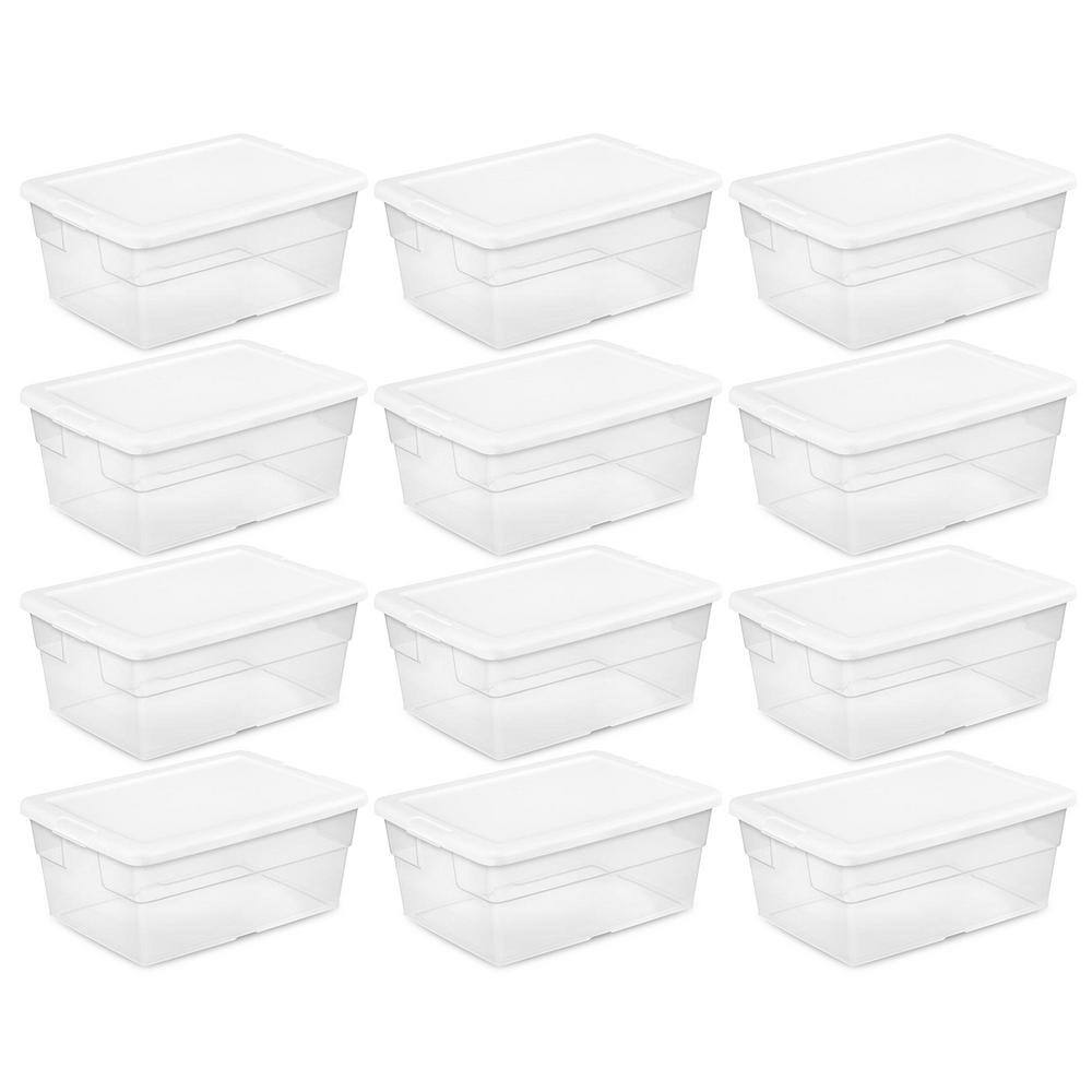 Sterilite 16 Qt. Plastic Storage Box Containers in Clear (12-Pack) 12 X 16448012