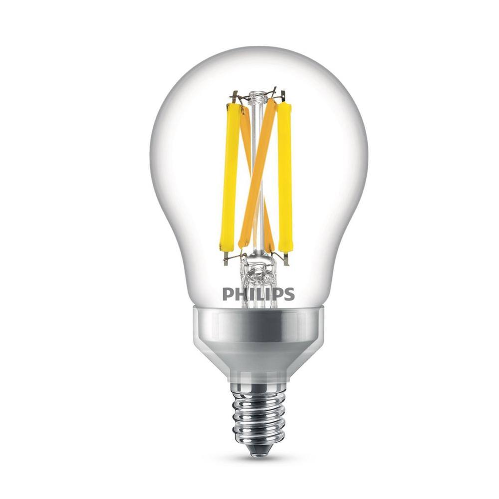 Philips 60-Watt Equivalent A15 Ultra Definition Dimmable Clear Glass E12 LED Light Bulb Soft White with Warm Glow 2700K (2-Pack) 573394