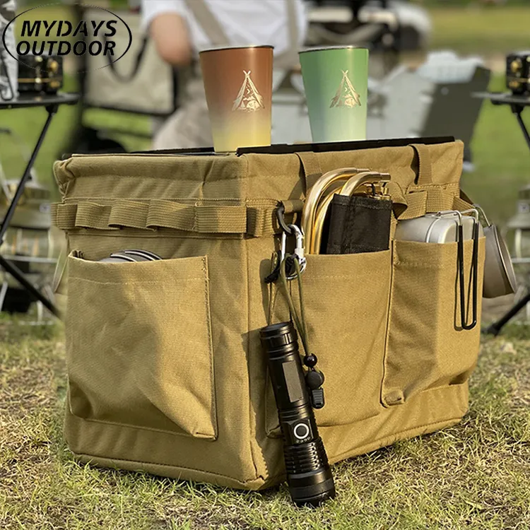 Mydays Outdoor Foldable Travel Camping Equipment Tableware Hiking Tactical Tool Storage Bag with Multiple Pockets