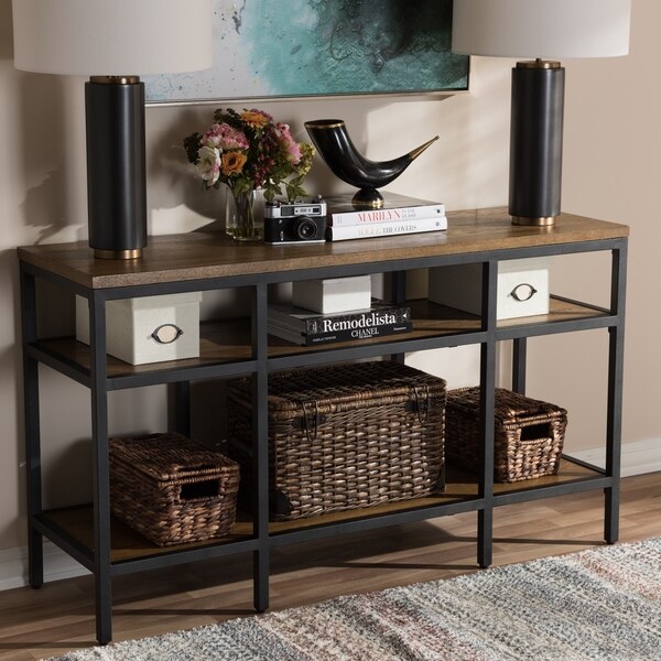 Rustic Brown and Black Console Table by Baxton Studio