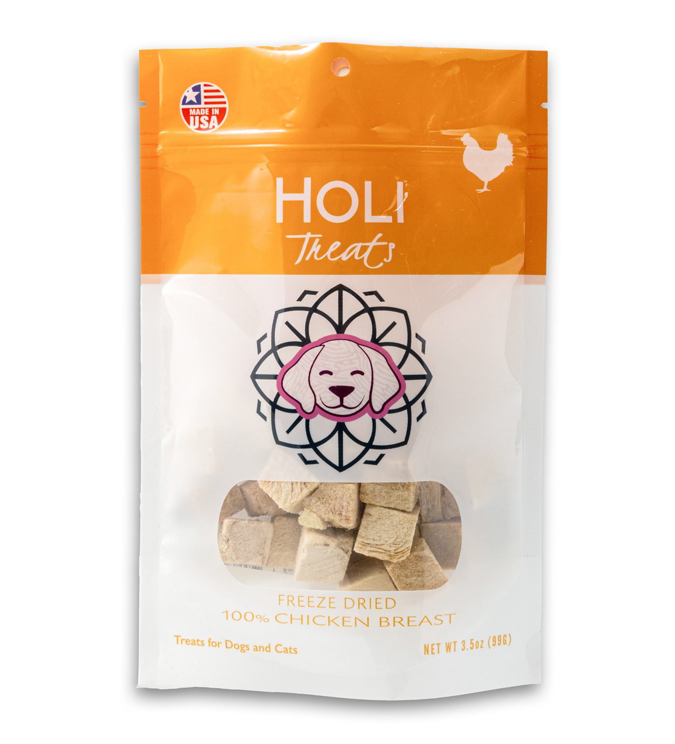 HOLI Chicken Breast Freeze-Dried Treats for Dogs and Cats， 3.5 oz