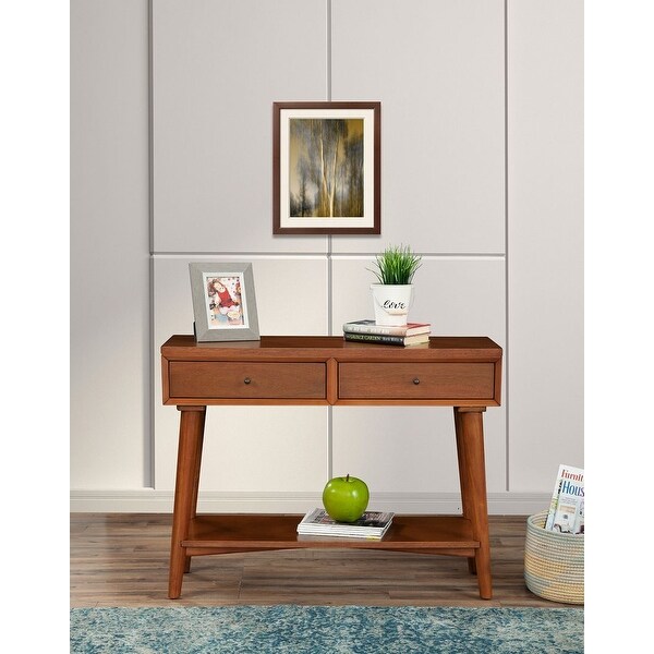 Alpine Furniture Flynn Mid Century Modern Console Table with 2 Drawers