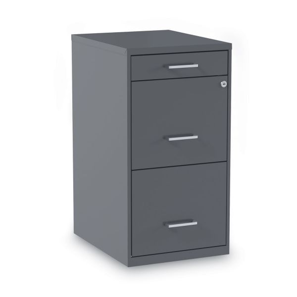 Alera Soho Vertical File Cabinet， 3 Drawers: Pencil/File/File， Letter， Charcoal， 14