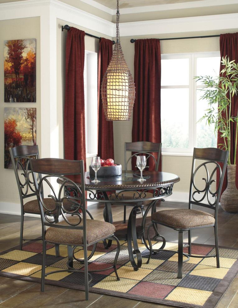 Ashley Glambrey Dining Upholstered Side Chairs  Brown  Set of 4   Mediterranean   Dining Chairs   by Furniture Outlet  Houzz